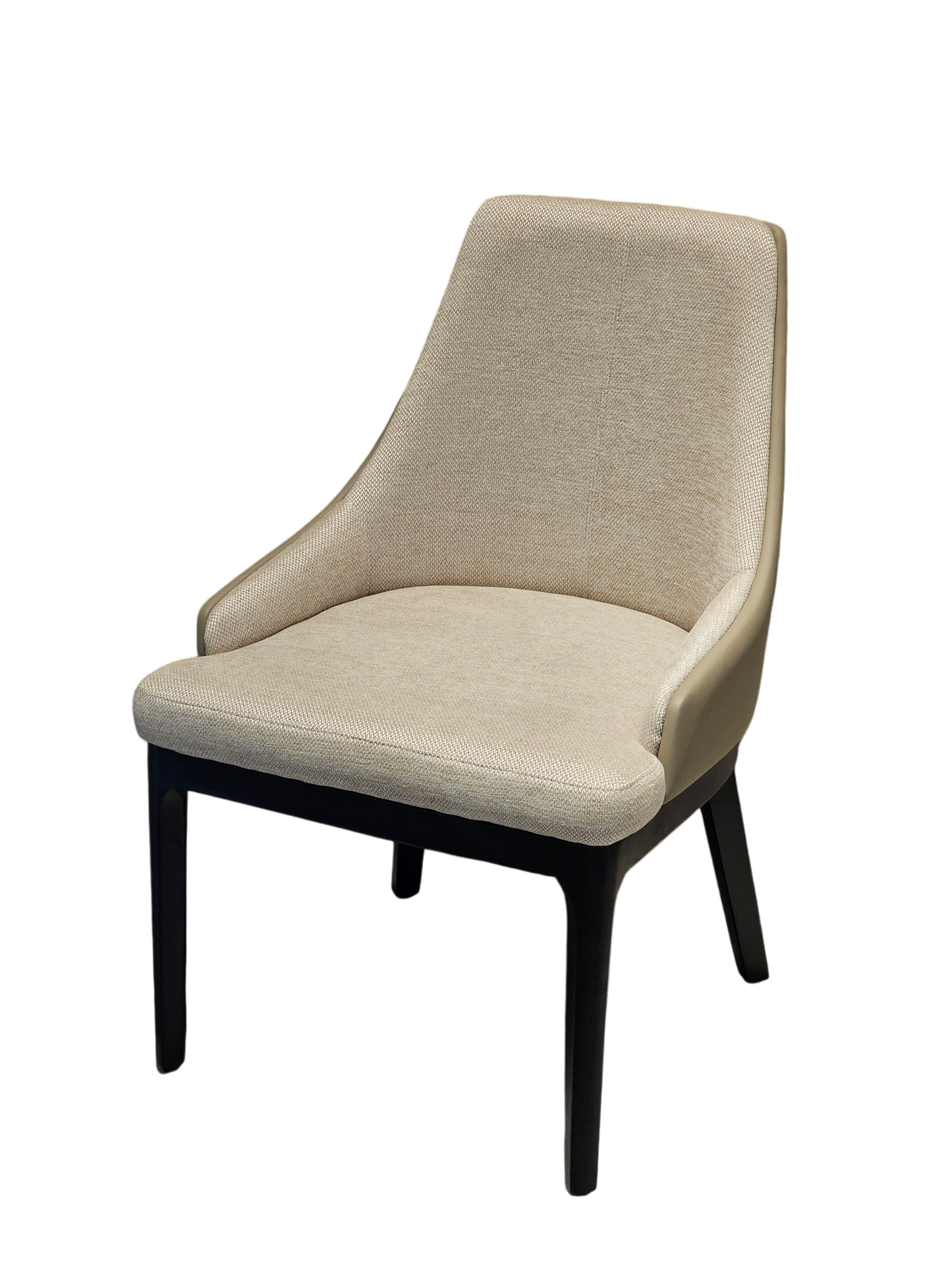 Golden White Cotton and Leather Dining Chair