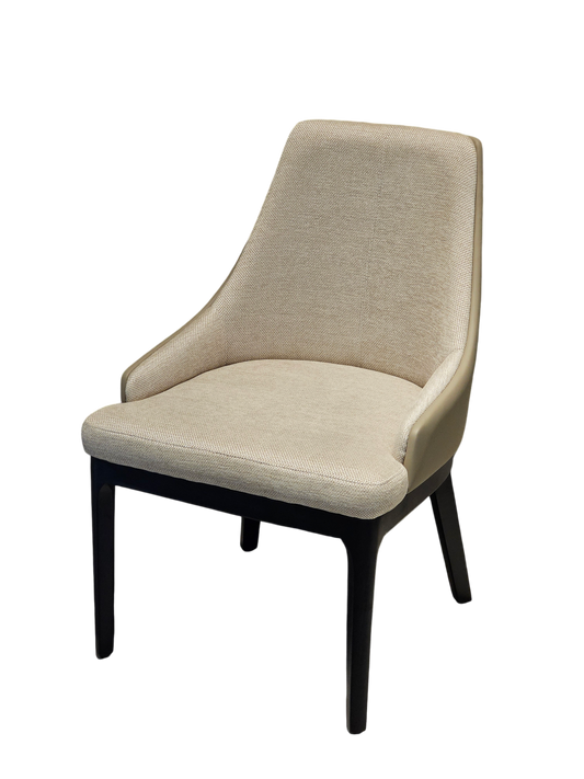 Golden White Cotton and Leather Dining Chair